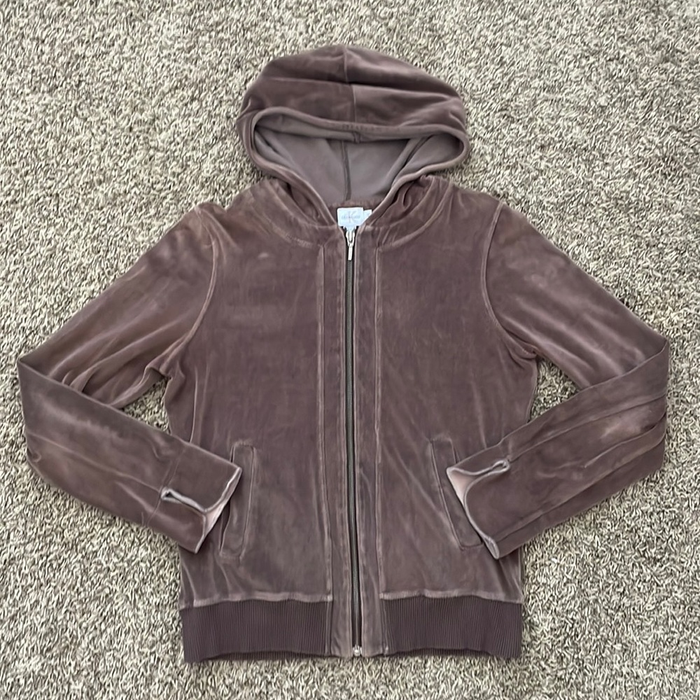 Calvin Klein Brown Velvet Zip-up Hoodie